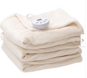 62"x 84" Electric Heated Throw Blanket Twin Size 12-Timer Beige Blanket