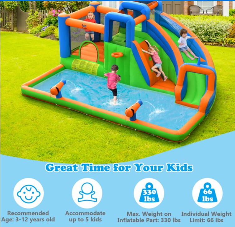 Inflatable Water Slide Giant Bounce Castle w/Dual Climbing Walls Blower Not Included