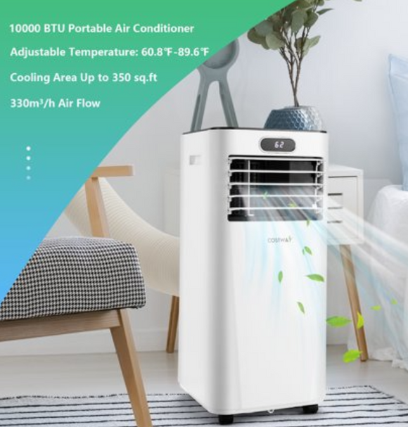 10000 BTU Portable Air Conditioner w/ Remote Control 3-in-1 Air Cooler w/ Dehumidifier