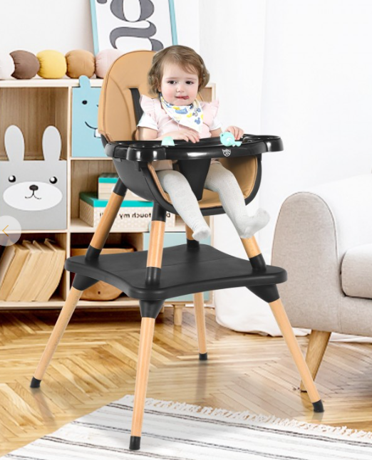 5-in-1 Baby Convertible Wooden High Chair with Detachable Tray, FULLY ASSEMBLED