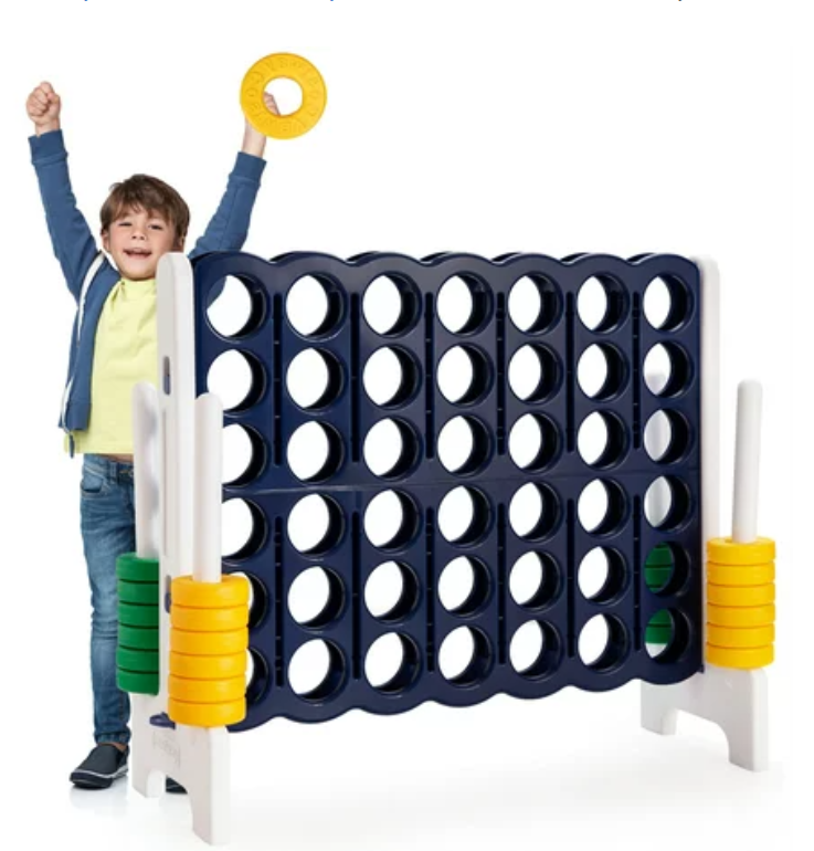 4FT, Jumbo 4-to-Score 4 in A Row Giant Game Set Outdoor Indoor Kids Adults Family Fun