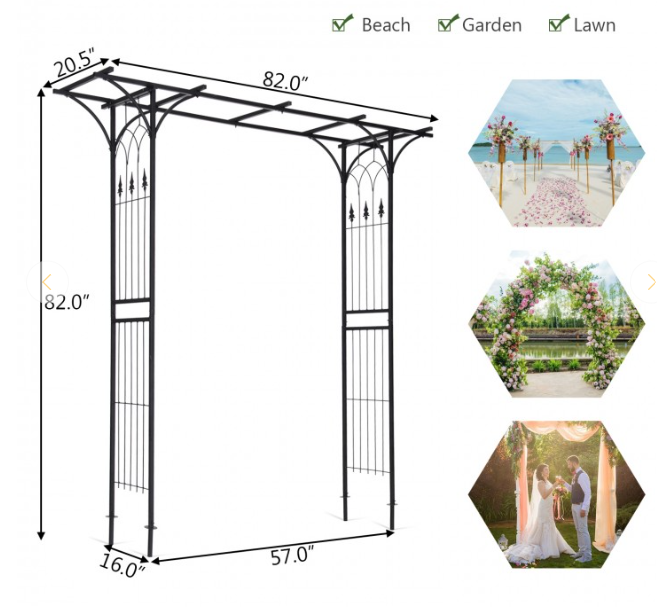 82 x 20.5 Inch Metal Garden Arch for Various Climbing Plant, *1 BOX UNASSEMBLED*