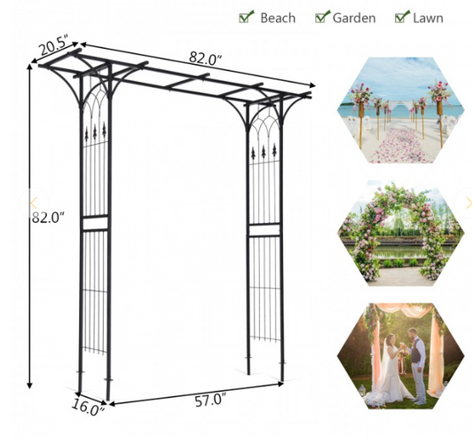 82 x 20.5 Inch Metal Garden Arch for Various Climbing Plant, *1 BOX UNASSEMBLED*