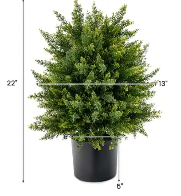 22'' Artificial Cedar Topiary Ball Tree Faux Shrub Bush