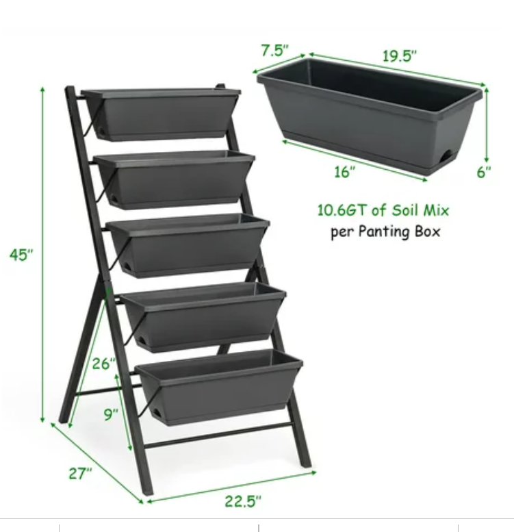 SPECIAL PRICE - 4 FT Vertical Raised Garden Bed 5-Tier Planter Box, Customer Return, has issues, see image