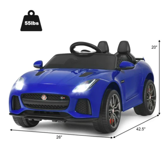 12V Jaguar F-Type SVR Licensed Kids Ride On Car, with remote, blue, 1 box, unassembled