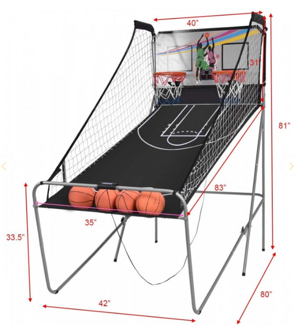 Indoor Double Electronic Basketball Game with 4 Balls, 1 box unassembled