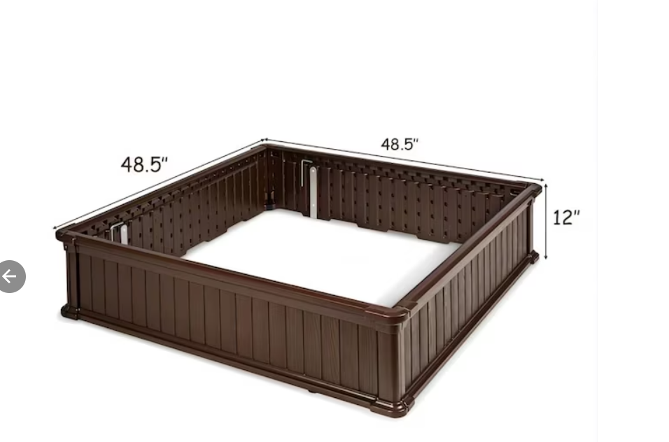 48.5-in W x 48.5-in L x 12-in H Dark Brown Raised Garden Bed