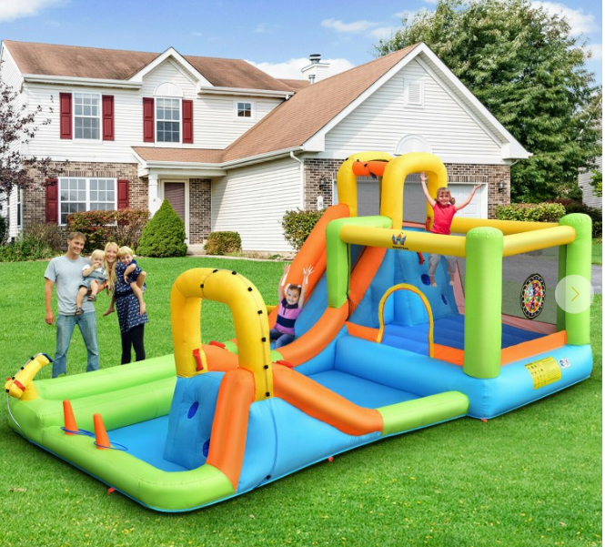 7-In-1 Jumping Bouncer Castle with Blower and water kit, clean customer return