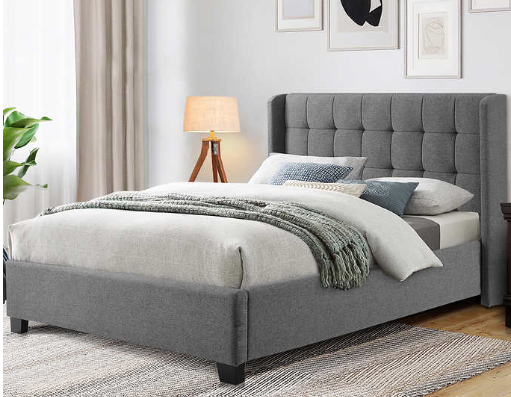 Atlanta Modern Queen Upholstered Bed, Grey, customer return, dented in shipping