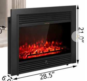 28.5 Inch Electric Fireplace Recessed with 3 Flame Colors and remote