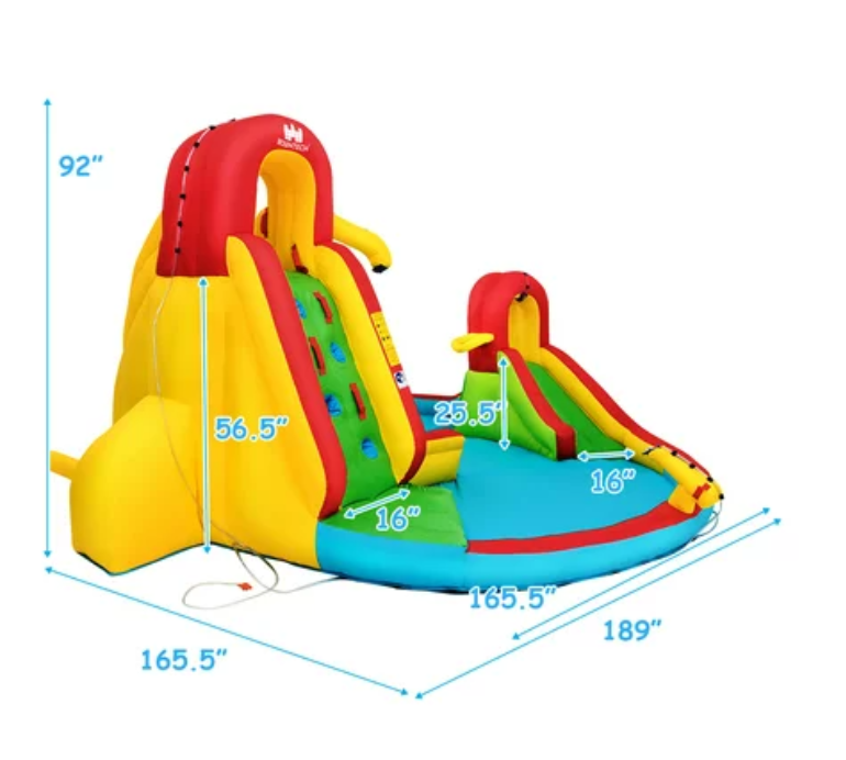 Kids Inflatable Water Slide Bounce Park Splash Pool w/Water Cannon & 480W Blower