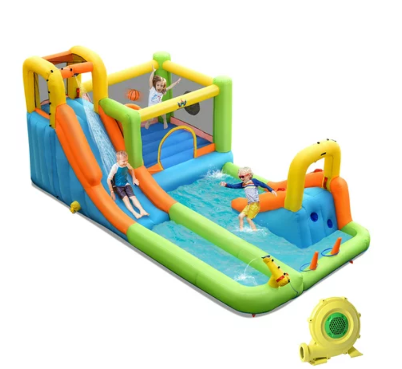 8 in 1 Inflatable Water Slide Park Bounce House With Blower, Special Customer Return, signs of use