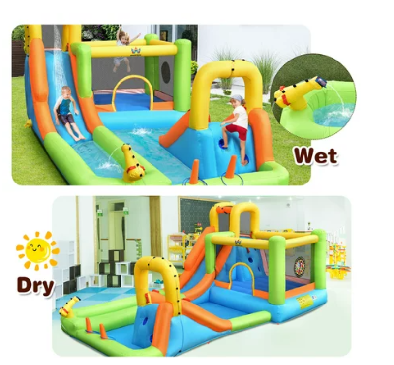 8 in 1 Inflatable Water Slide Park Bounce House With Blower, Special Customer Return, signs of use