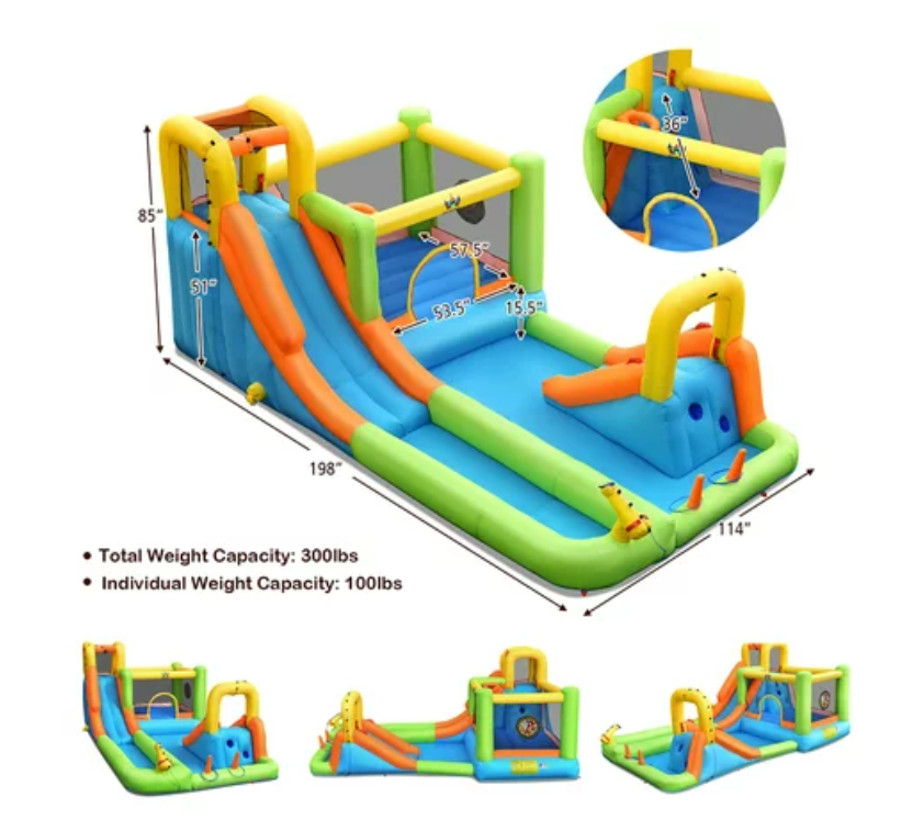 8 in 1 Inflatable Water Slide Park Bounce House With Blower, Special Customer Return, signs of use