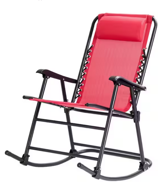 Outdoor Patio Headrest Folding Zero Gravity Rocking Chair