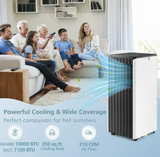 10000 BTU Portable Air Conditioner 3-in-1 AC Unit with Cool Dehum Fan Sleep Mode, black/white