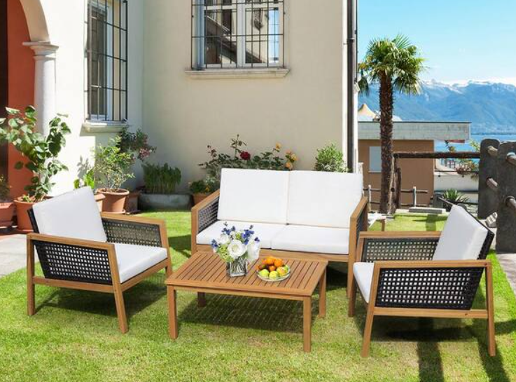 4 Pieces Patio Rattan Furniture Set, Fully Assembled, customer return, signs of use, Special