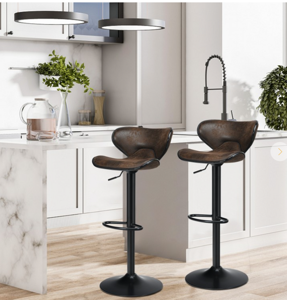 Set of 2 Adjustable Bar Stools Swivel Bar Chairs Pub Kitchen, fully assembled