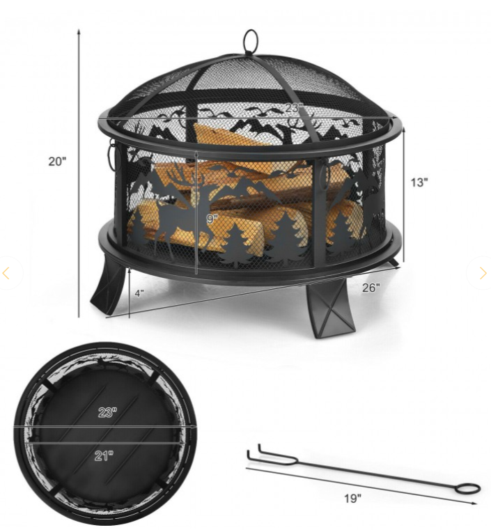 wood burning firepit with animal silhoutte, 1 box unassembled