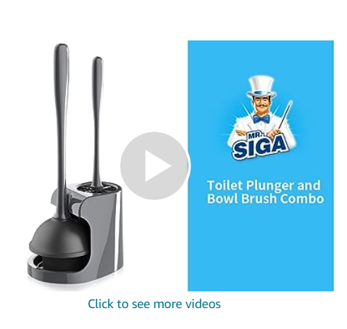 MR.SIGA Toilet Plunger and Bowl Brush Combo for Bathroom Cleaning, Gray, 1 Set