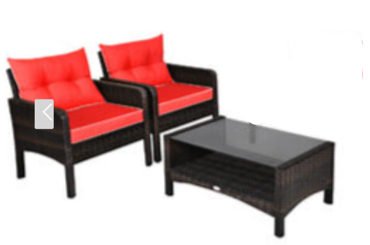 Luxury 3 Piece Conversation Set, Fully Assembled, seat & Back Cushion Included - RED