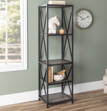 Walker Edison 61 in. Metal Wood Bookcase, Slate Grey, In Box Special