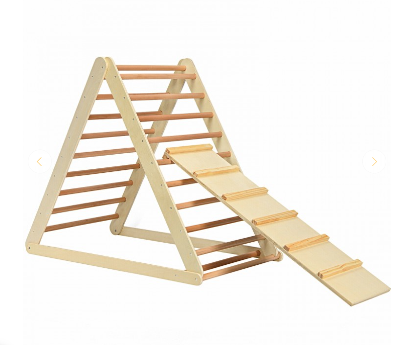 Foldable Wooden Triangle Climber with Reversible Ramp for Kids, fully assembled, 1 imperfection