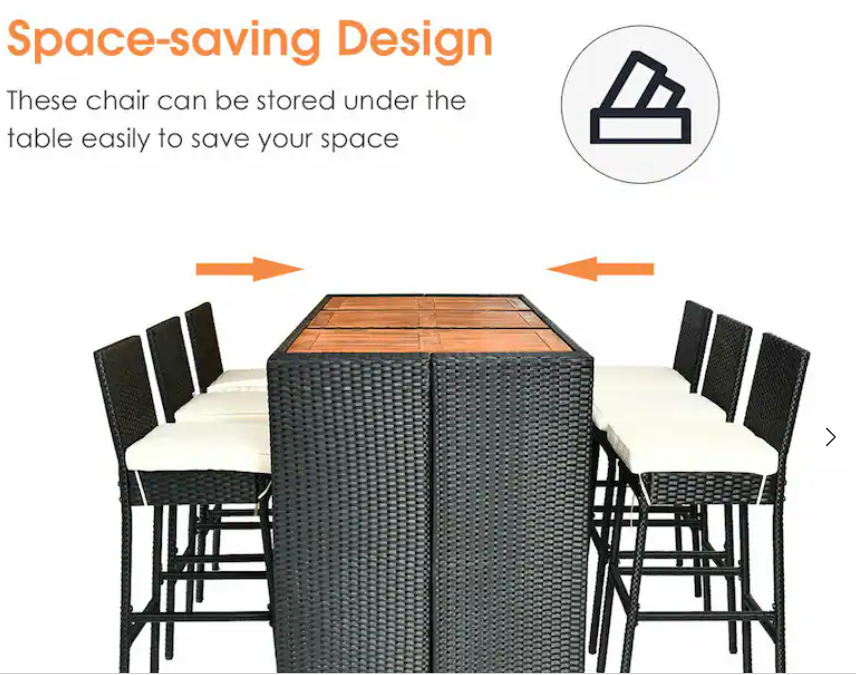 SPECIAL, NO TAX, 7 Pieces Patio Rattan Wicker Dining Furniture Set, Fully Assembled,