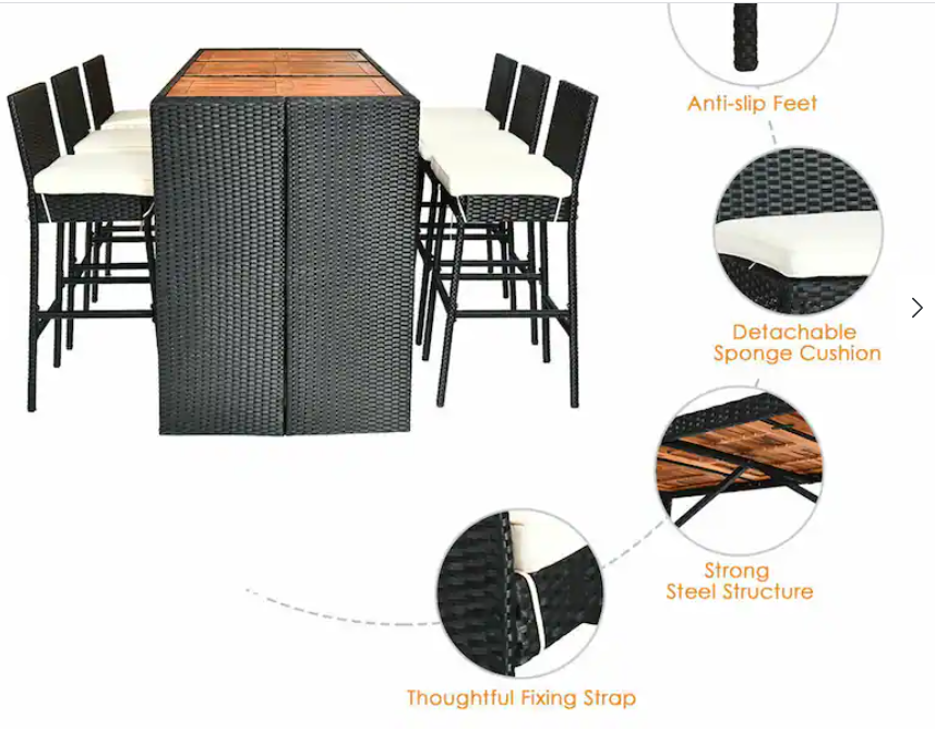 SPECIAL, NO TAX, 7 Pieces Patio Rattan Wicker Dining Furniture Set, Fully Assembled,