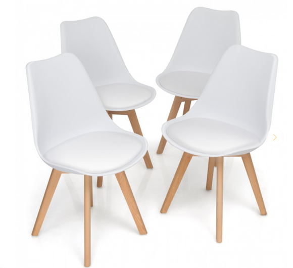 Set of 2 Modern High Backrest Dining Chairs with Wooden Legs, fully assembled