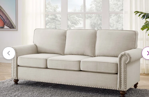 Glorious,  78''  Fabric Sofa With Solid Wooden Legs - BEIGE LINEN