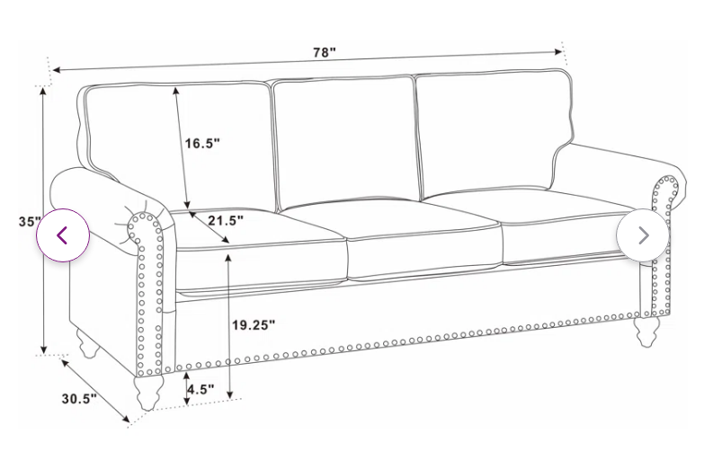 Glorious,  78''  Fabric Sofa With Solid Wooden Legs - BEIGE LINEN