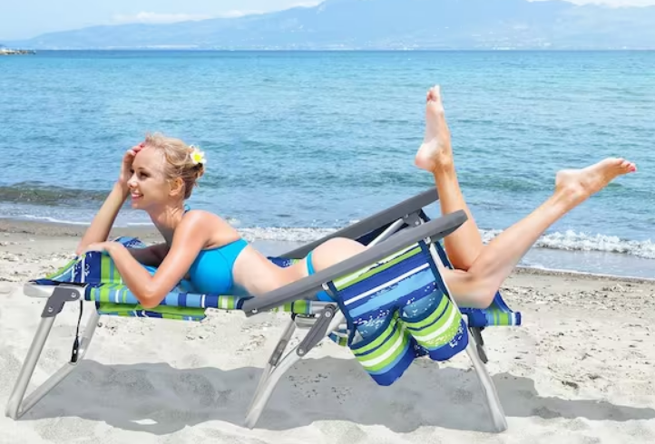 SPECIAL NO TAX, 2 Piece Patio Blue Folding Plastic Outdoor Recliner Chair