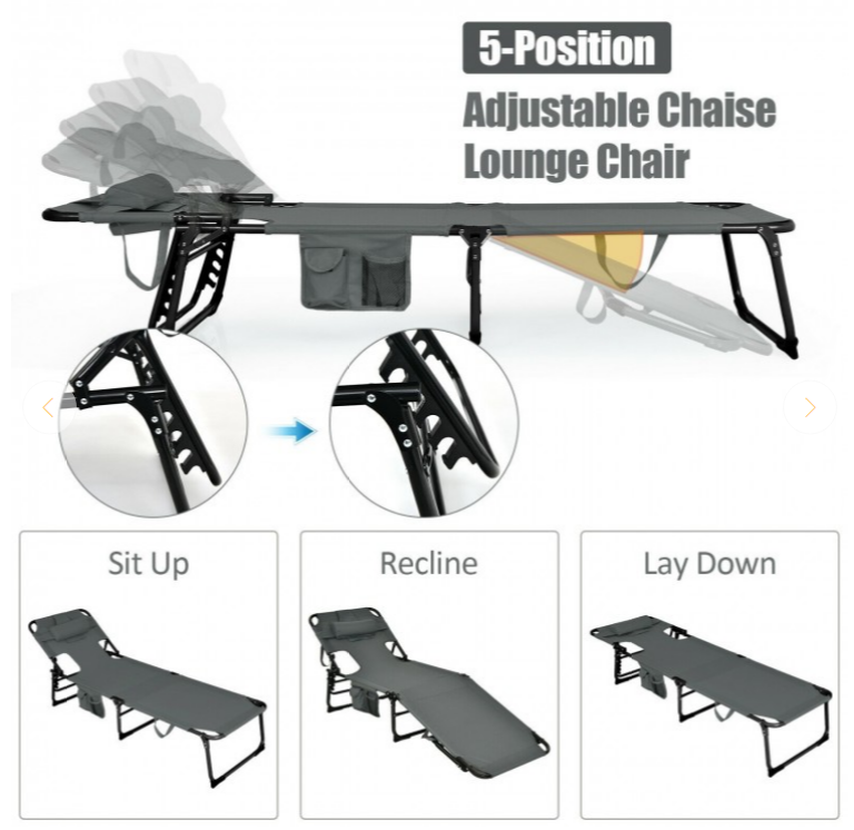 SPECIAL plus NO TAX, Folding Beach Lounge Chair with Pillow for Outdoor