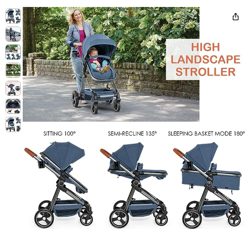 INFANS 2 in 1 High Landscape Convertible Baby Stroller, fully assembled
