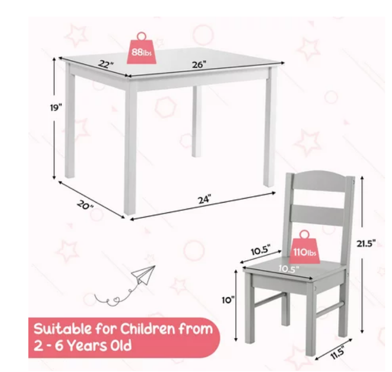 Kids 5 Piece Table & Chair Set,Customer return* Scratch&Dent