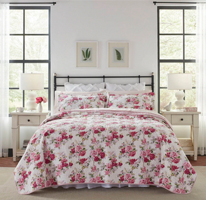 LAURA ASHLEY LIDIA QUILT SET MULTI PINK KING