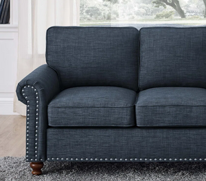 Glorious,  78''  Fabric Sofa With Solid Wooden Legs - BLUE/DENIM