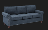 Glorious,  78''  Fabric Sofa With Solid Wooden Legs - BLUE/DENIM