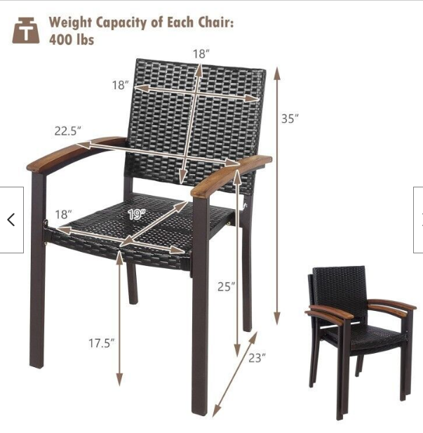 Rattan Outdoor Chairs Lightweight Steel Frame