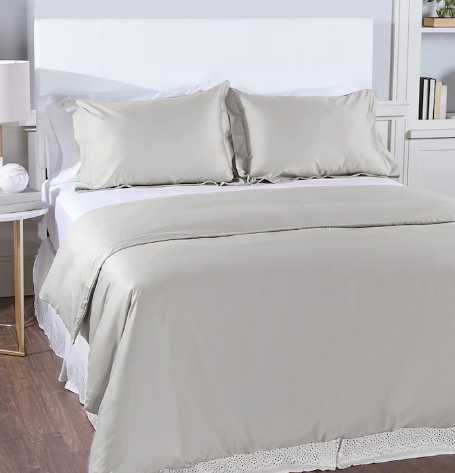 HomeSuite 600 Thread-Count 100% Egyptian Cotton Duvet Cover Set, light grey, slightly marked