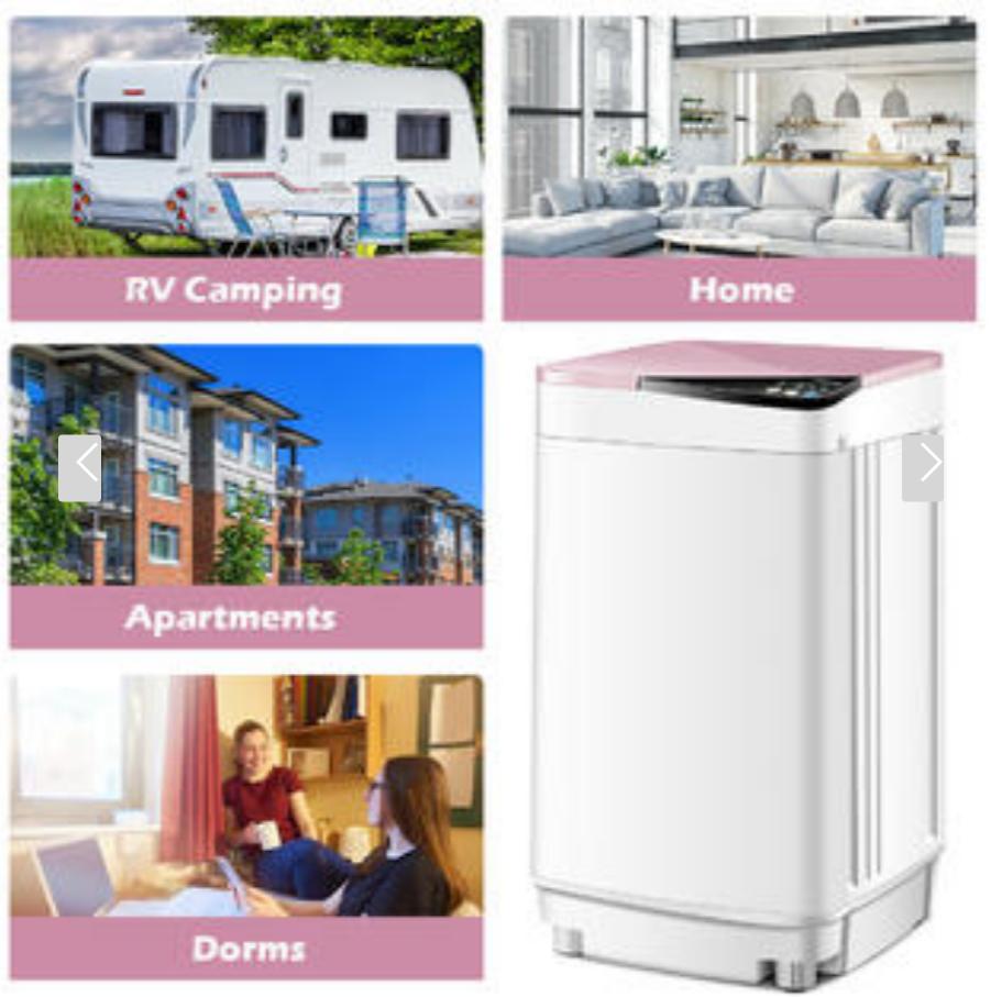 Full-Automatic Washing Machine 7.7 Lbs Washer/Spinner Germicidal UV Light Pink