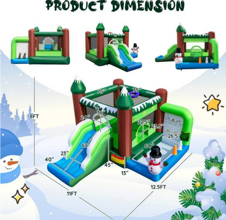 SPECIAL CUSTOMER RETURN, Snowman Inflatable Jumping Bounce House with 735-Watt Blower,