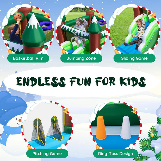 SPECIAL CUSTOMER RETURN, Snowman Inflatable Jumping Bounce House with 735-Watt Blower,