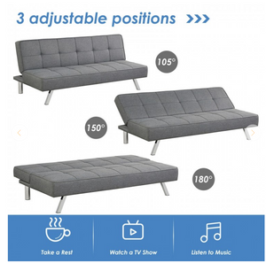 3-Seat Convertible Sofa Bed with High-Density Sponge for Living Room