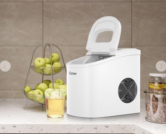 Portable Electric Ice Maker Machine with Ice Scoop, White