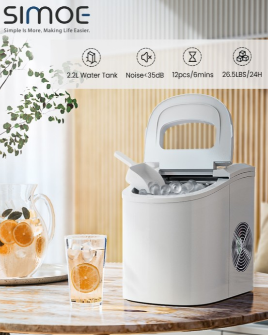 Portable Electric Ice Maker Machine with Ice Scoop, White
