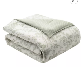 Laura Ashley, 5 Piece Pastel Green Natalie Comforter Set -Twin