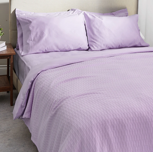 HomeSuite Cotton Blend Sophie Blanket, Lavender,  Queen